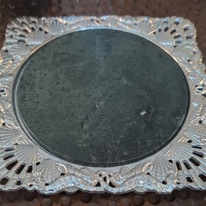 Vintage Silver-Tone Decorative Wall Plaque with Black Center